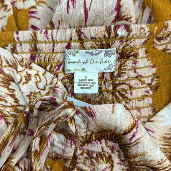 Band Of The Free ARIZONA GOLD FLORAL WIDE LEG PANTS Size Large NWT - Picture 10 of 11